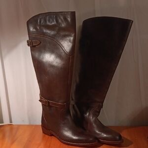 Frye Elegant Brown Leather Knee-High Boots Size 6.5